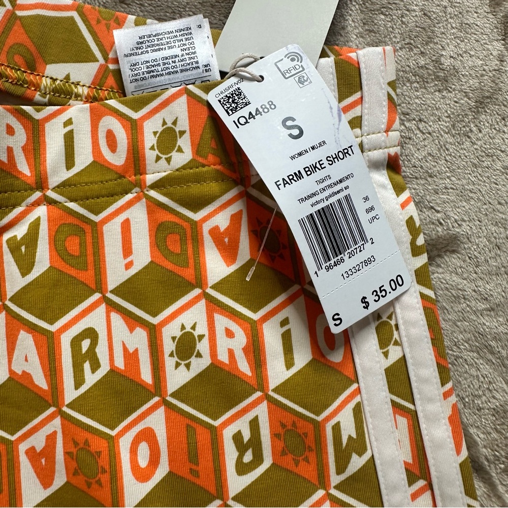 Farm Rio x Adidas Womens Orange and Green Patterned Set Top Xs Bottom Small - Picture 9 of 11